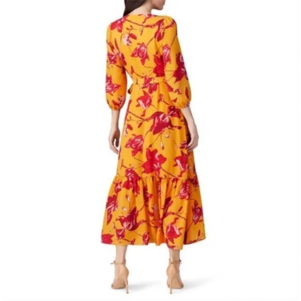 COLOR ME COURTNEY Eleanor Wrap Dress M Orange Pink Floral Maxi dress - Picture 8 of 8